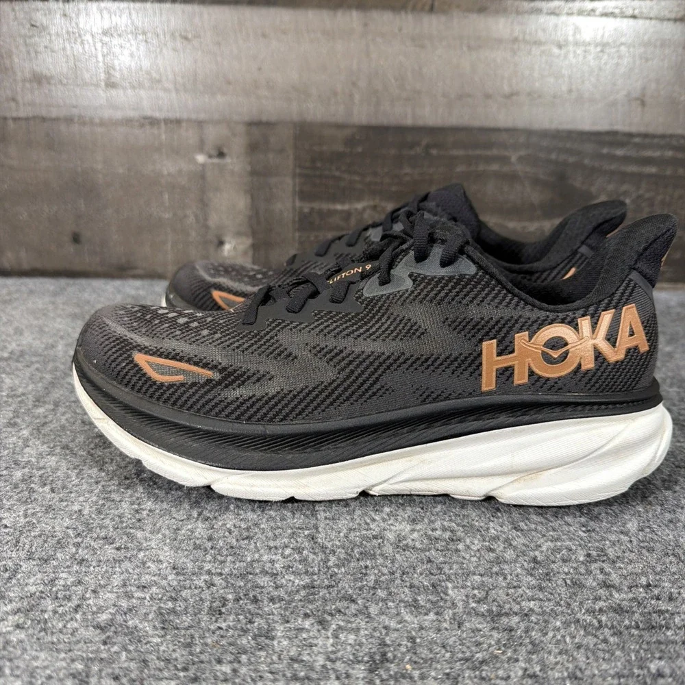 Hoka Clifton 9 Women's Running Shoes Size 8.5 Black/Rose Gold